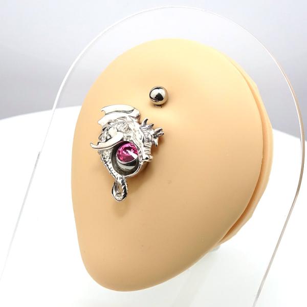 Silver Orbital (Nabel-Schild) Dragon Style 04