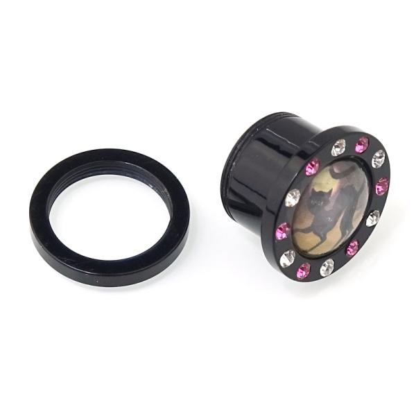 Funky Tunnel Black Cat - Schwarze Katze 12 mm  offen