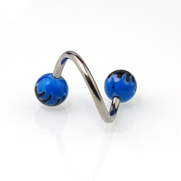 Titanium Body Spirale 1.6x12mm mit Plastastic- Kugeln Hellfire Blau