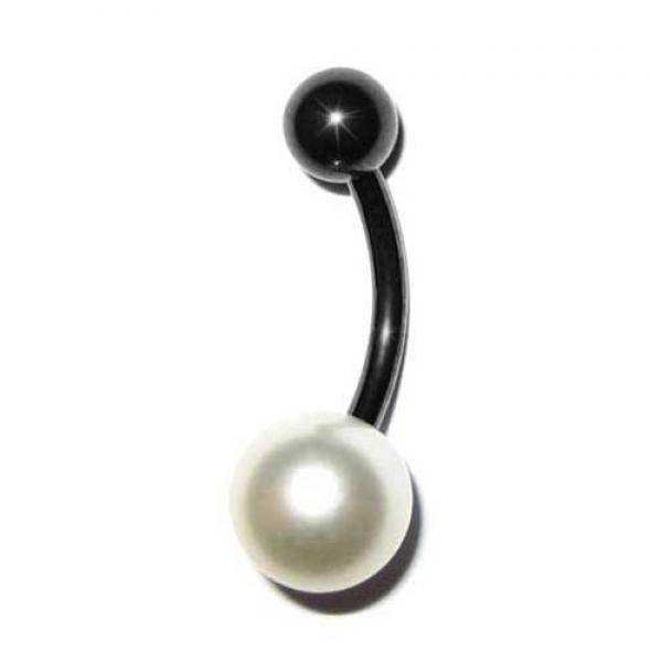 Titan Black Pearlbell - Bauchnabelpiercing m. synt. Perle