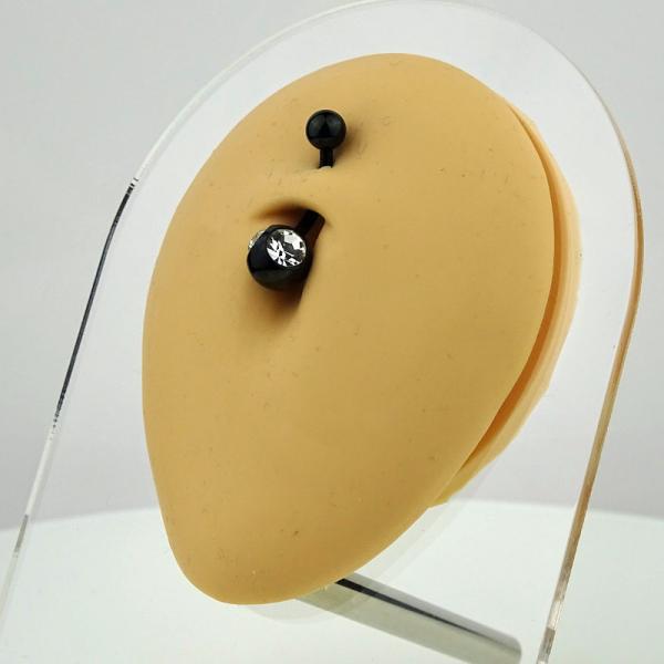 Steel Blackline® Double Stone Bauchnabel Bananabell weiß