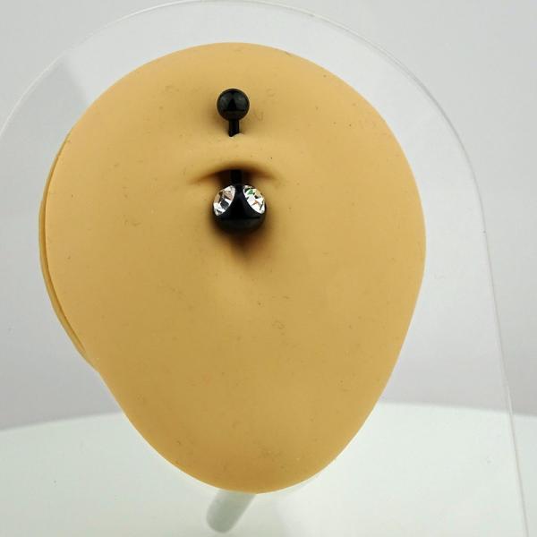 Steel Blackline® Double Stone Bauchnabel Bananabell weiß