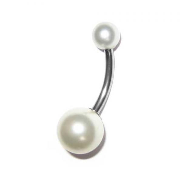 Double Pearlbell - Bauchnabelbanane mit synt. Perlen