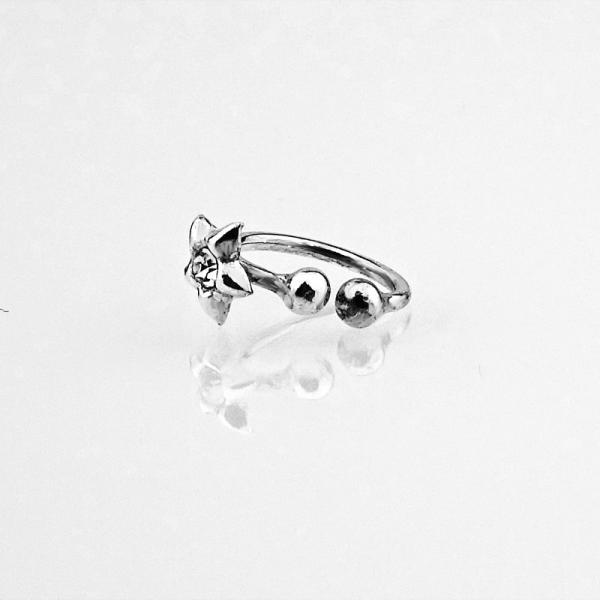 Silver Nose Ring Jewelled Star