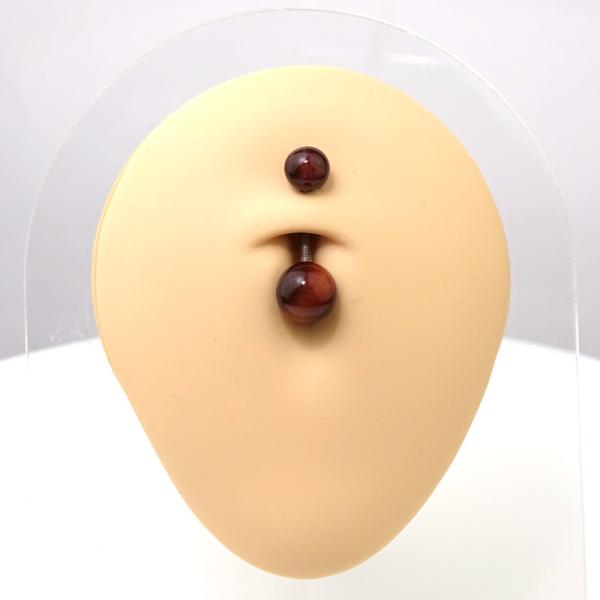 Bauchnabelbanane mit Gemstone-Kugeln aus Halbedelstein Rotes Tigerauge