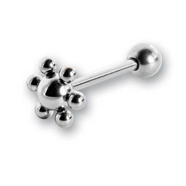 Zungenpiercing "Raumschiff" mit 5, 6 oder 8 mm Hauptkugel