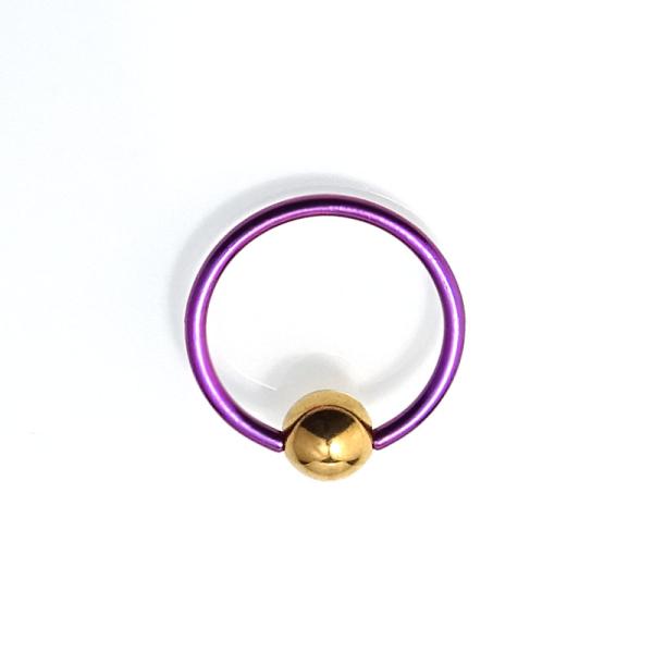 Titan Klemmkugelring mit Hämatitkugel violett