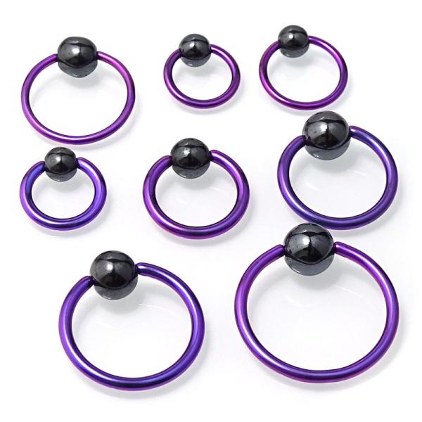 Titan Klemmkugelring mit Hämatitkugel violett