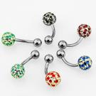 Steel Belly Banana with Polka Dots Crystal Gem Epoxy Ball - alle Farben