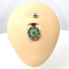 Steel Bauchnabelpiercing im blumigen Brass Design
