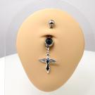 Bauchnabelpiercing m. schwarzem Stein