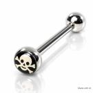 Zungenpiercing Totenkopf