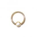 BCR Goldstyle - goldfarbener Piercingring mit Kristall