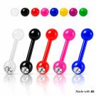 Acryl Barbell & Zungen Piercing mit Kristall - Flexibel