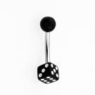 UV Bauchnabel Piercing mit Würfel schwarz