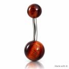 Bauchnabelbanane mit Gemstone-Kugeln aus Halbedelstein Rotes Tigerauge